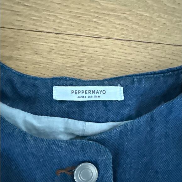 Peppermayo Vest Born for Bordeaux  & Mini Skirt Ashlyn Set Denim Size US0 Blue - Picture 2 of 5